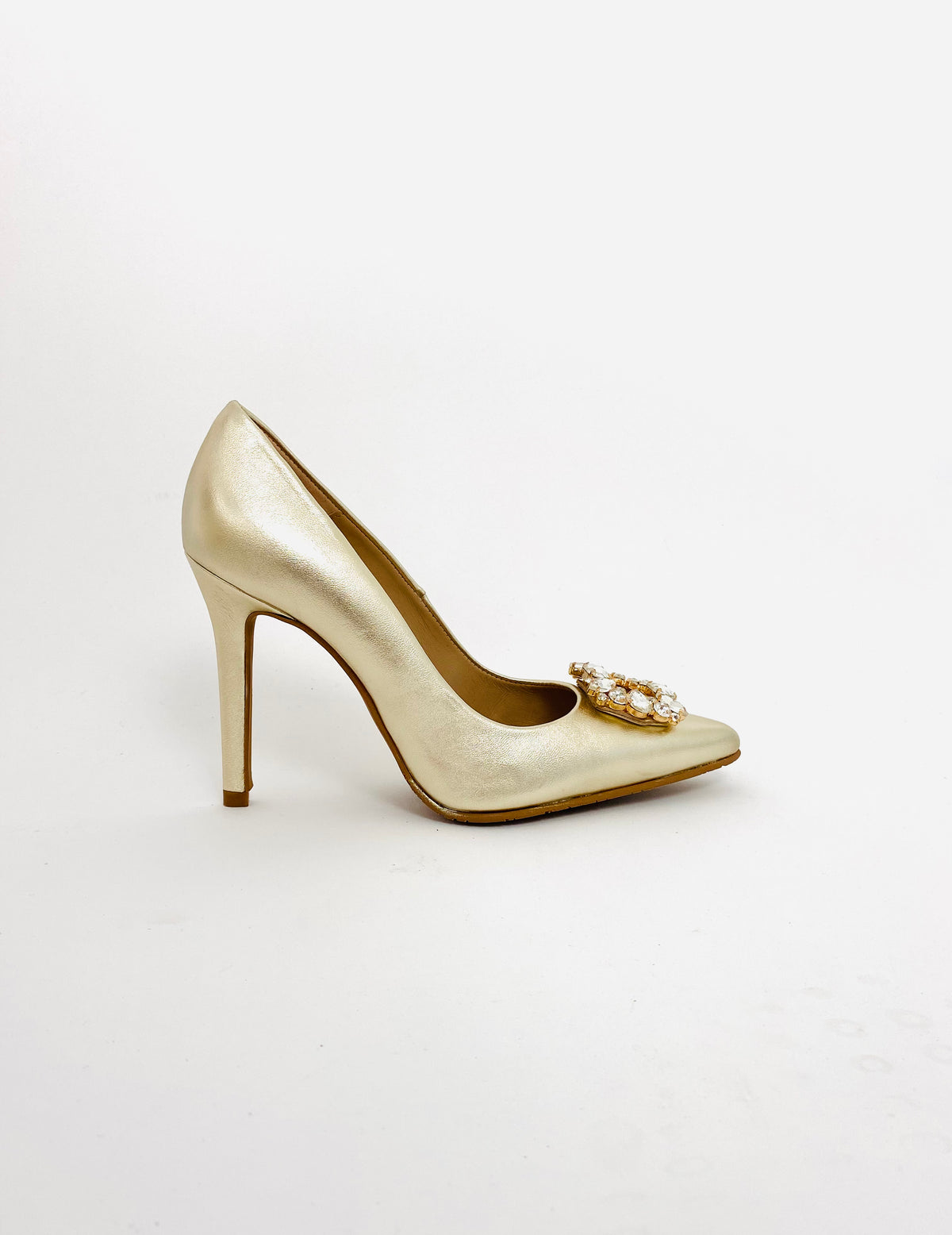 Rachels - Gold Court Shoe with Diamonte