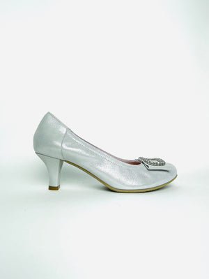 Le Babe - 3037 Silver Diamonte Kitten Heel