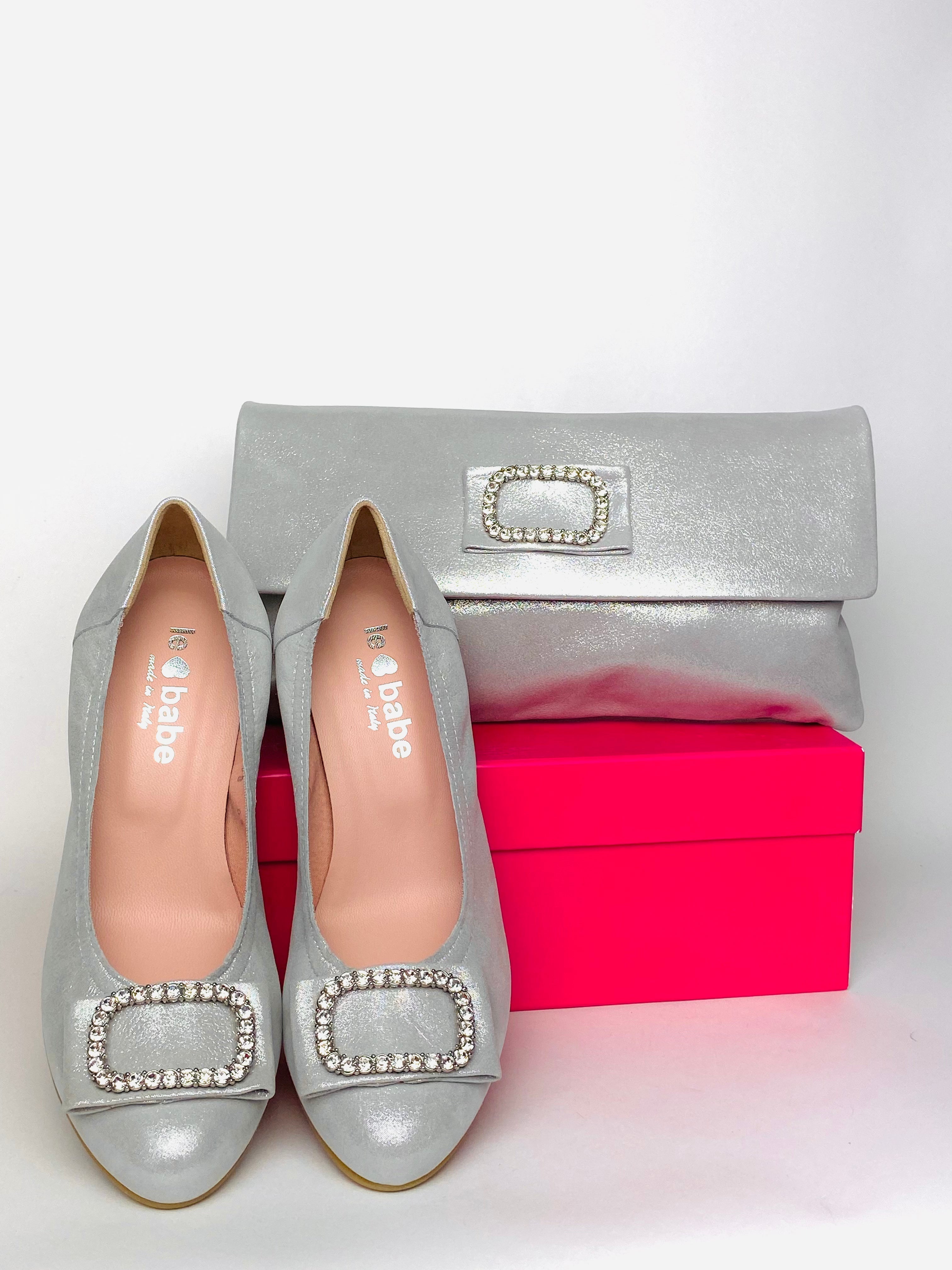 Le Babe - 3037 Silver Diamonte Kitten Heel