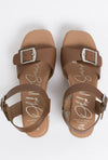 Oh My Sandals - 5224 Tan Leather Wedge Sandal*