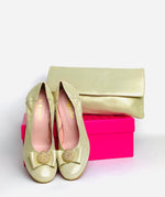 Le Babe - 1355 Gold Med Heel Court Shoe*