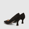 Lodi - Jona Black Suede Court with a Kitten heel*