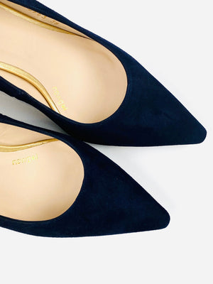 Lodi - Jona Navy Suede Court with a Kitten heel