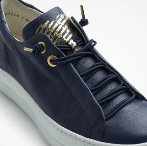 Paul Green - 5017 Navy Leather Elastic Trainer