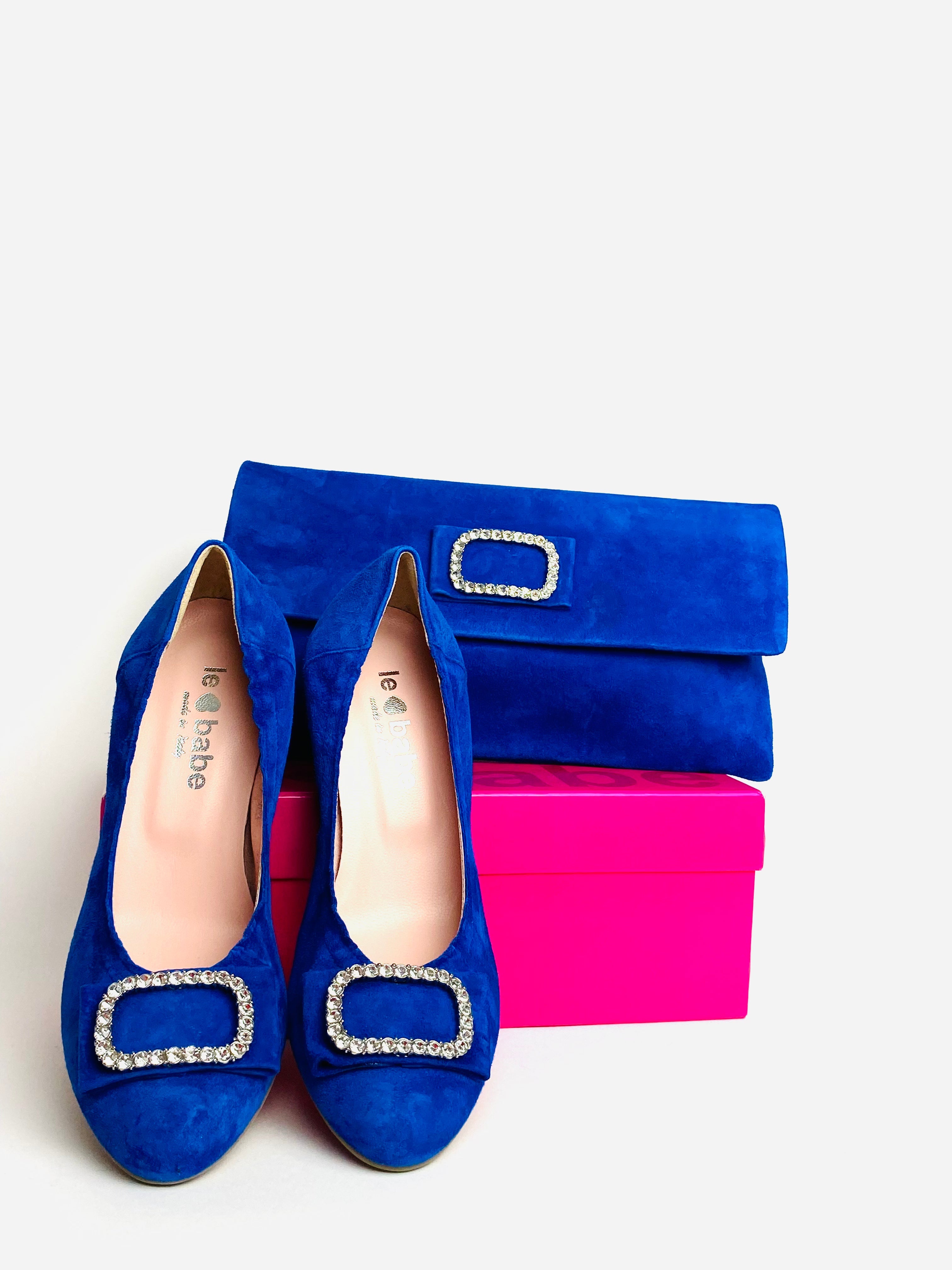 Le Babe - 3037S3 Blue Diamonte Kitten Heel Court