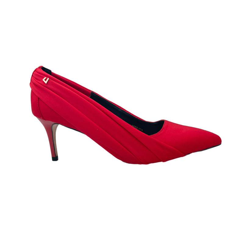 Una Healy - Red Satin Court Shoe