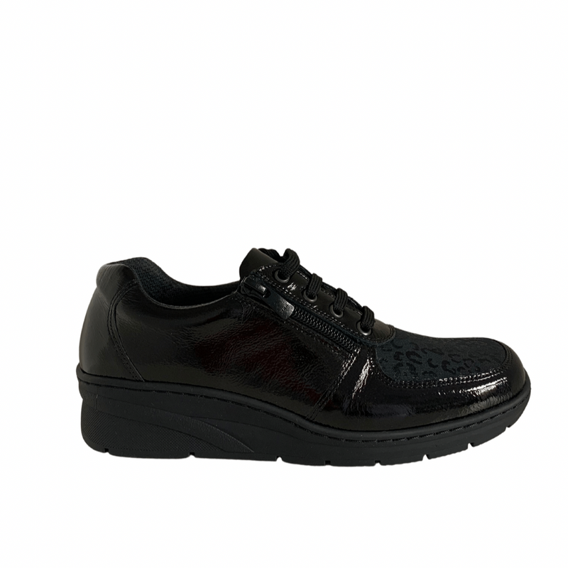 Softmode- Black Stretch Laces With Zip [Extra Wide Fit]