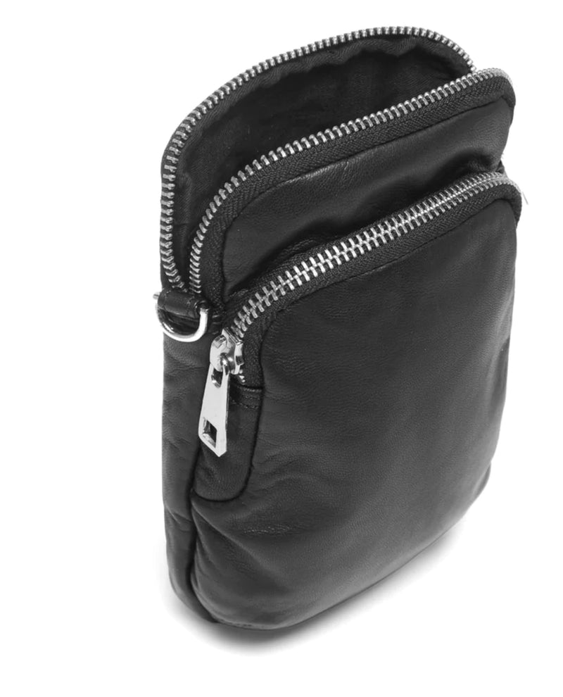 Depeche - 14262 Black Leather Phone Bag