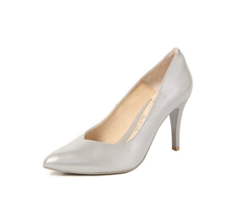 Emis - Grey Silver Shimmer Court Shoe