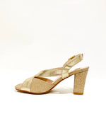 Sorento - Gold Glitz Crisscross Block Heel