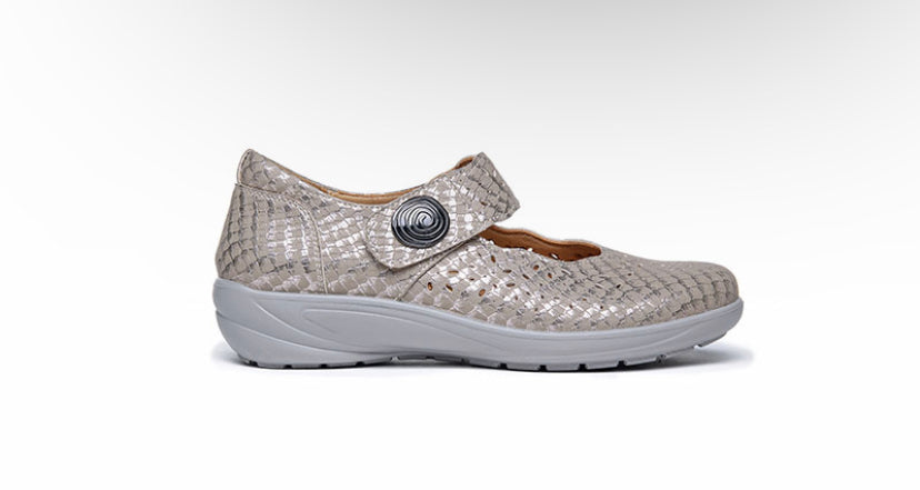 G Comfort: Gold Snake Velcro Shoe