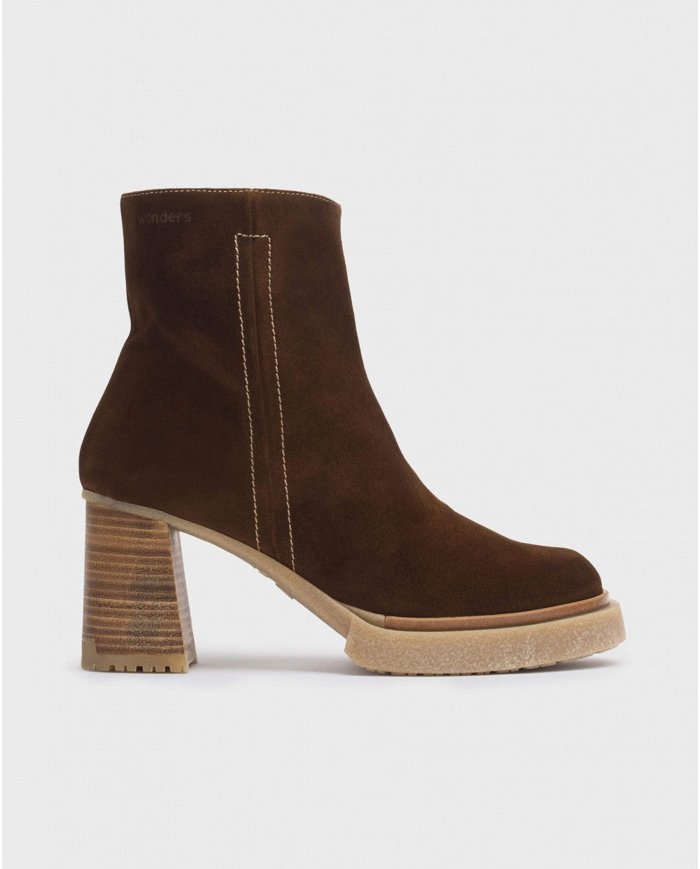 Wonders - Brown Leather Suede Ankle Boots