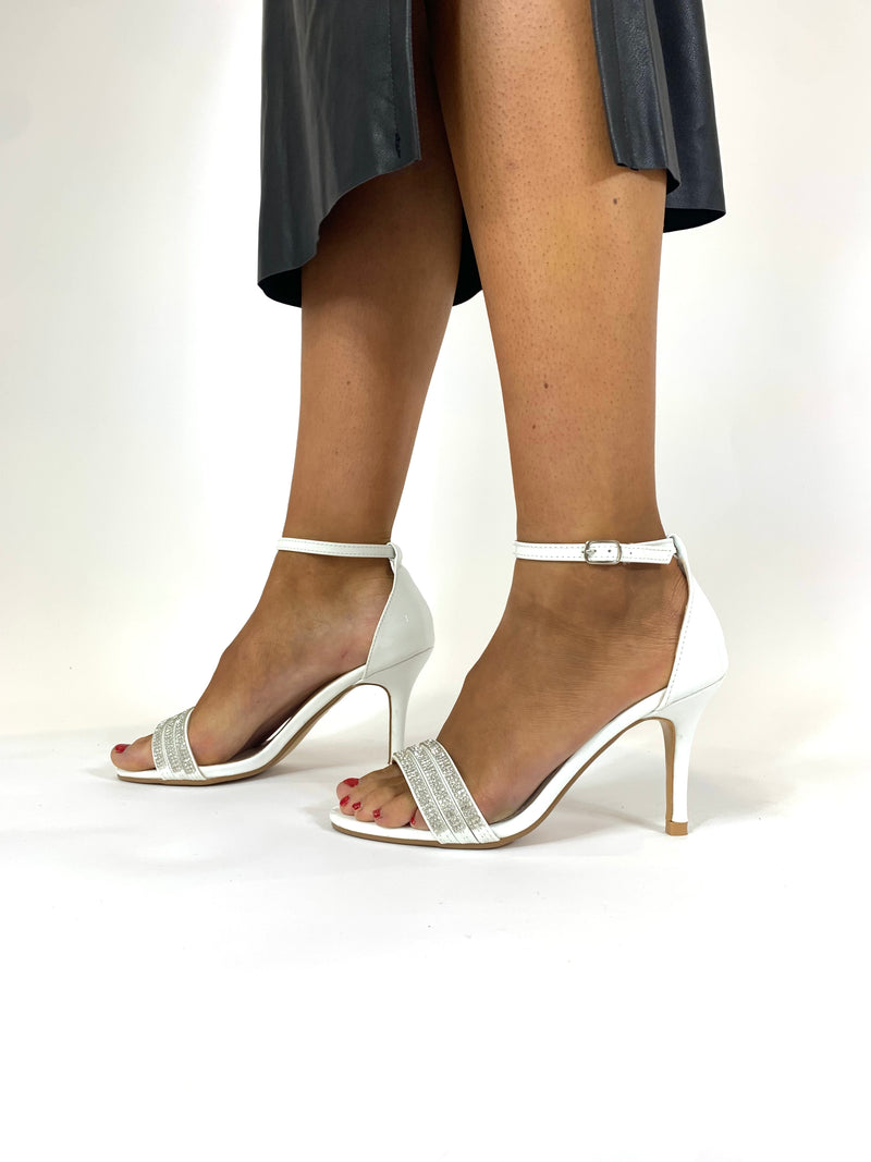 Sorento - White Diamanté Sandal