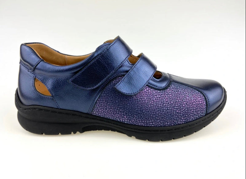 Softmode- Navy Velcro Stretch Shoe [ Extra Wide Fit]