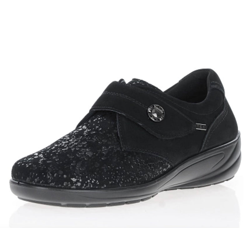 G Comfort - Black Suede Velcro Waterproof Shoe